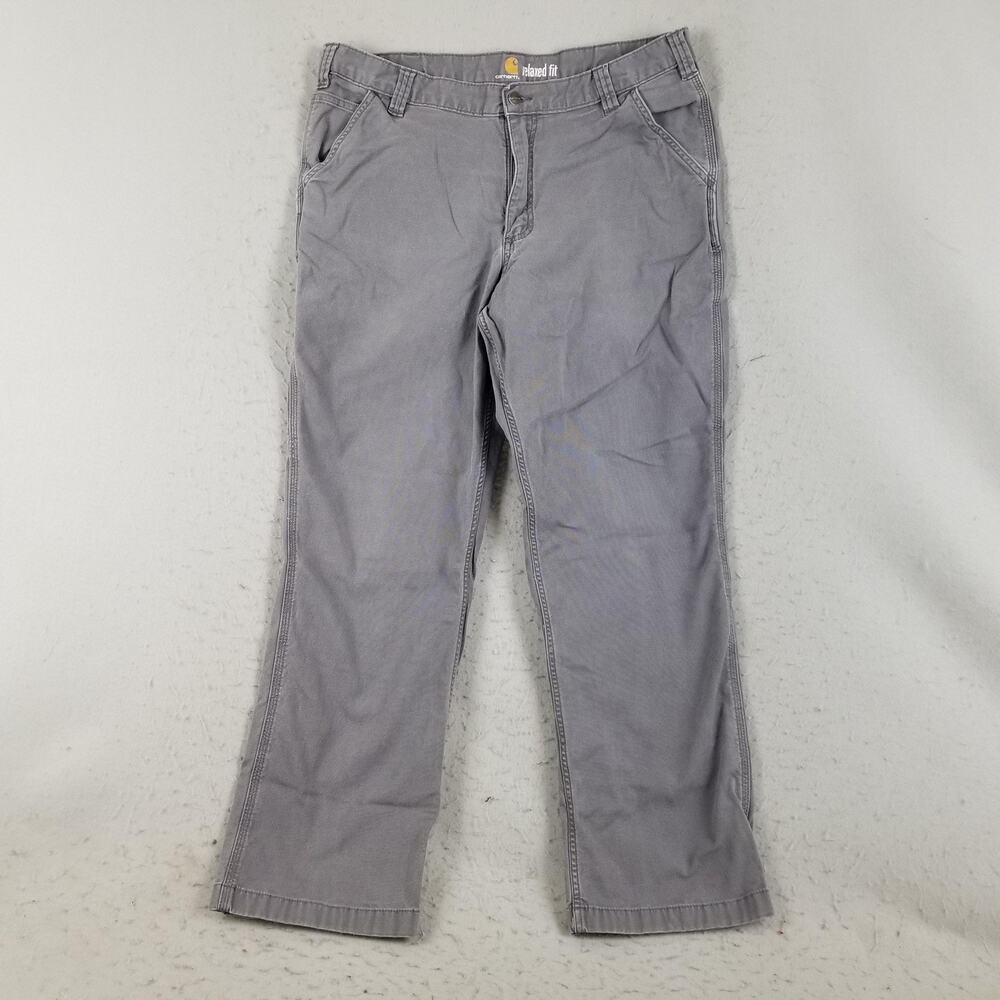 Carhartt Pants Mens 38x32 Gray Relaxed Fit Rugged Flex‎ Work Carpenter 102291